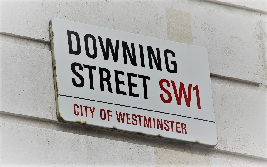 Picture of Downing Street street sign on white wall